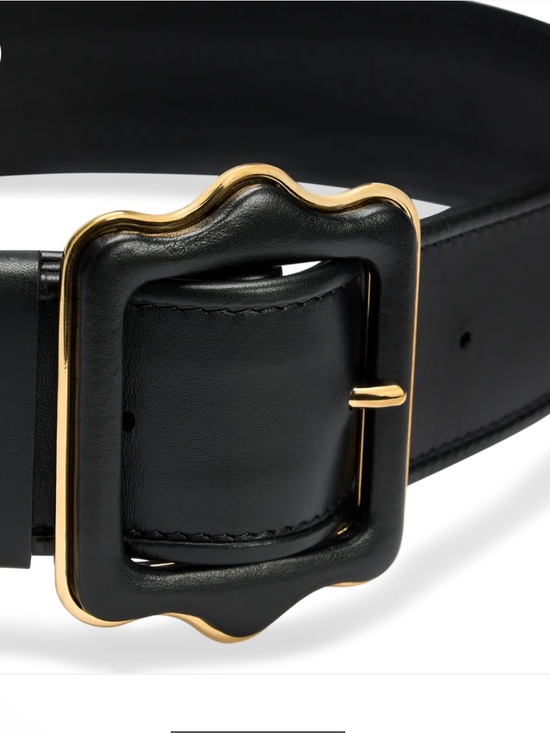 Sarah Flint - Vienna Waist Belt - Black Leather Belt with Gold Scalloped Buckle main image 9